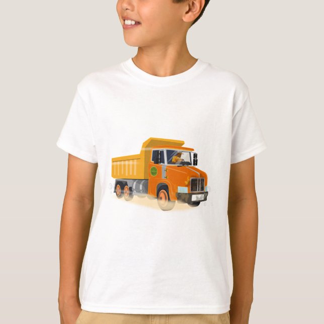 T-shirt Cartographie de camion à vidange jaune pour enfant (Devant)
