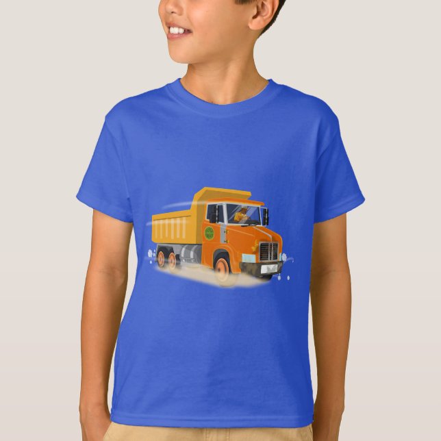 T-shirt Cartographie de camion à vidange jaune pour enfant (Devant)