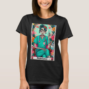 T-shirt Cartomancienne phlébotomiste Carte de tarot Squele