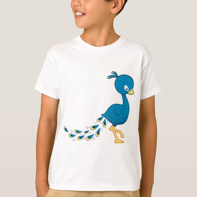 T-shirt Carton bleu paon Oiseau (Devant)