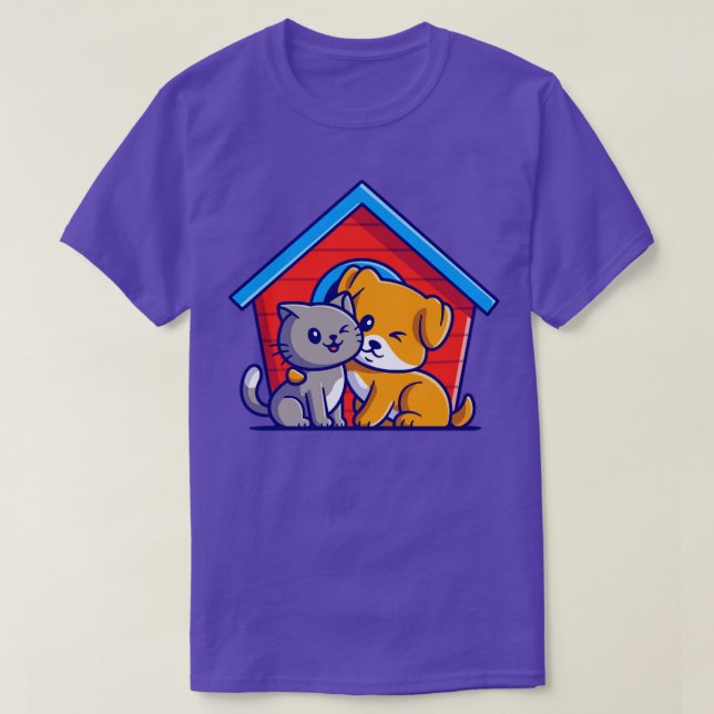 T-shirt Carton Chat Et Chien 1 (Design devant)