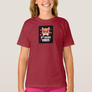 T-shirt Carton de chat mignon avec lunettes - Vibes de 2e