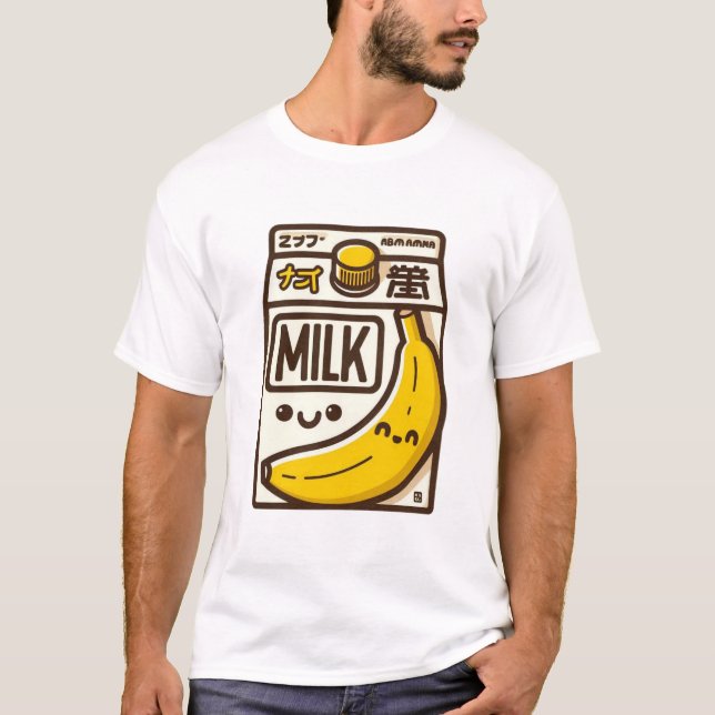 T-shirt Carton de lait à la banane Kawaii - Inspiré par le (Devant)