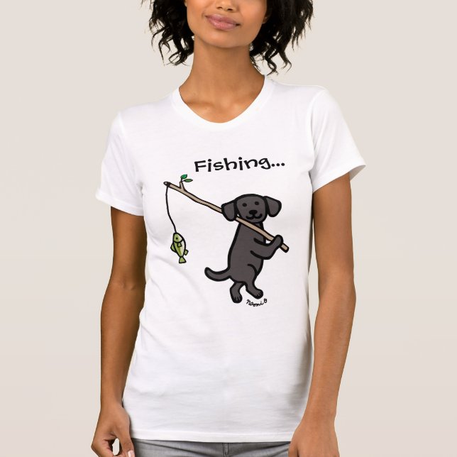 T-shirt Carton de pêche du Labrador noir (Devant)