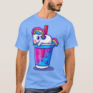 T-shirt Carton de thé au lait à la licorne mignonne Boba