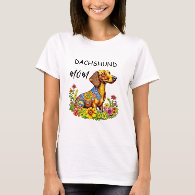 T-shirt Carton mignon AI Dachshund Maman (Devant)