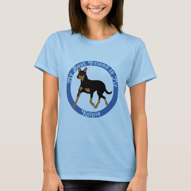 T-shirt Cartoon Australian Kelpie Trotting 2 (Devant)