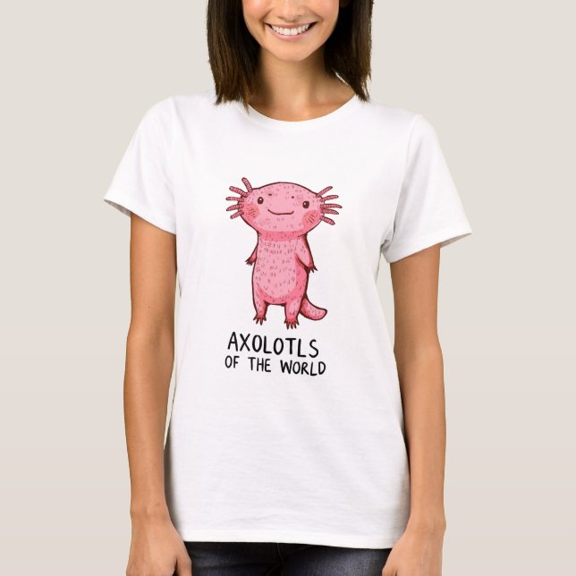 T-shirt Cartoon Axolotl à main mignon (Devant)