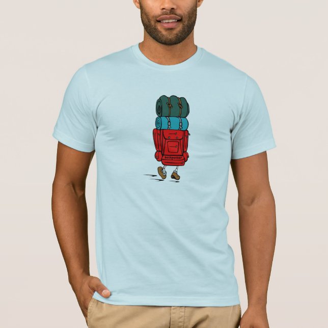 T-shirt Cartoon Backpacker avec Big Backpack (Devant)