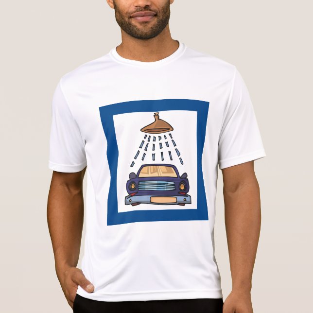T-shirt Cartoon Blue Car Wash Vintage Auto Detailing (Devant)