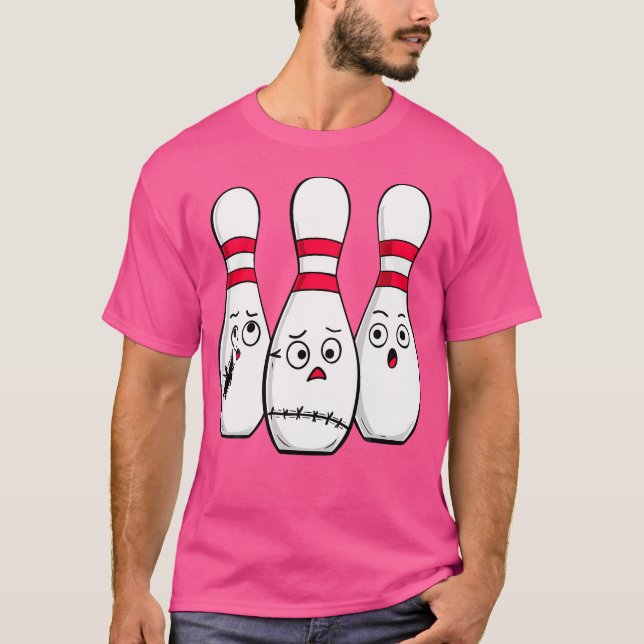 T-shirt Cartoon Bowling Quilles de Bowling Effrayées Sport (Devant)