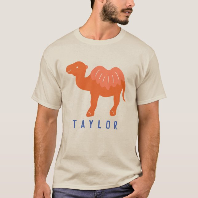 T-shirt Cartoon Camel Orange Bactrian 2 Humps Personnalisé (Devant)