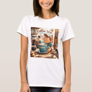 T-shirt Cartoon chaleureux café confortable style amateur