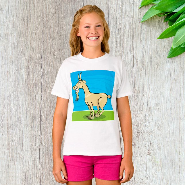 T-shirt Cartoon de chèvre souriant animal de ferme (Créateur téléchargé)