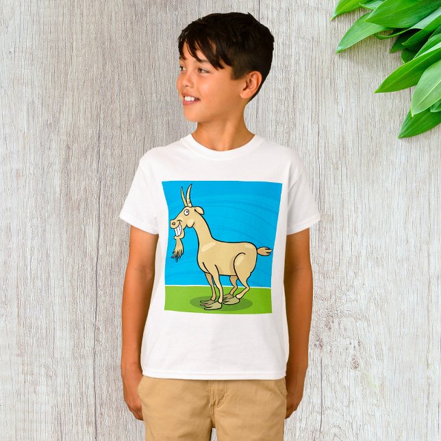 T-shirt Cartoon de chèvre souriant animal de ferme (Créateur téléchargé)