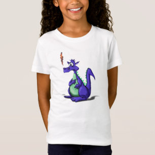 T-Shirt Cartoon de dragon violet inquiété