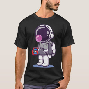 T-shirt Cartoon de planche à roulettes pour astronautes