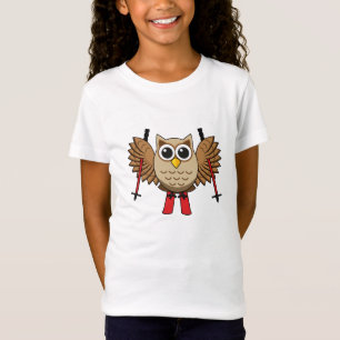 T-Shirt Cartoon de ski de Chouette