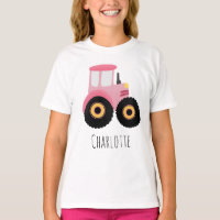 Cartoon de tracteur de ferme rose pour filles