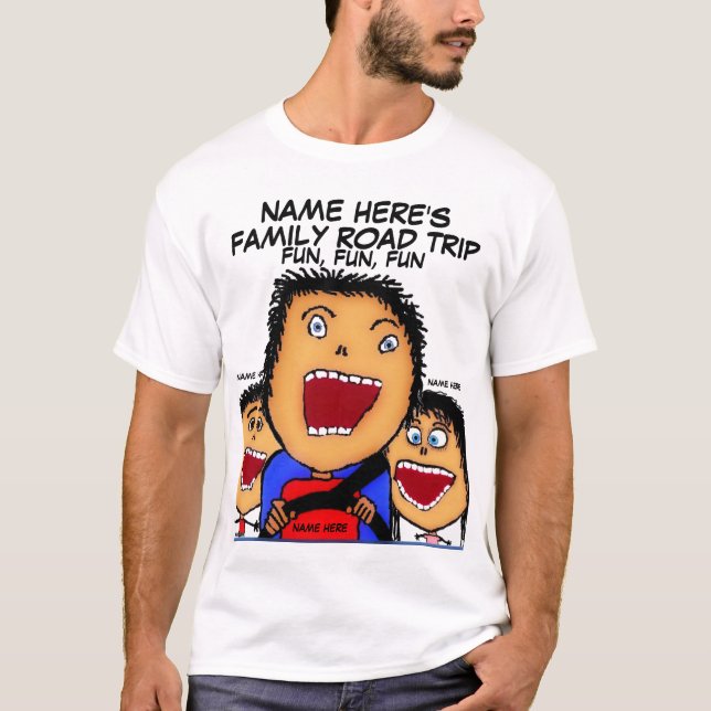 T-shirt Cartoon de voyage en famille (Devant)