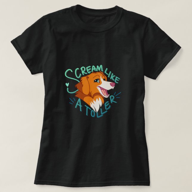 T-shirt Cartoon Dog Toller hurle Duck Tolling Retriever (Design devant)