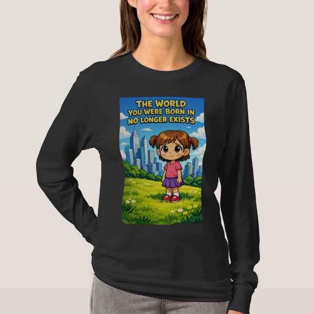 T-shirt Cartoon Girl Lost Innocence Past vs Future Graphic (Devant)