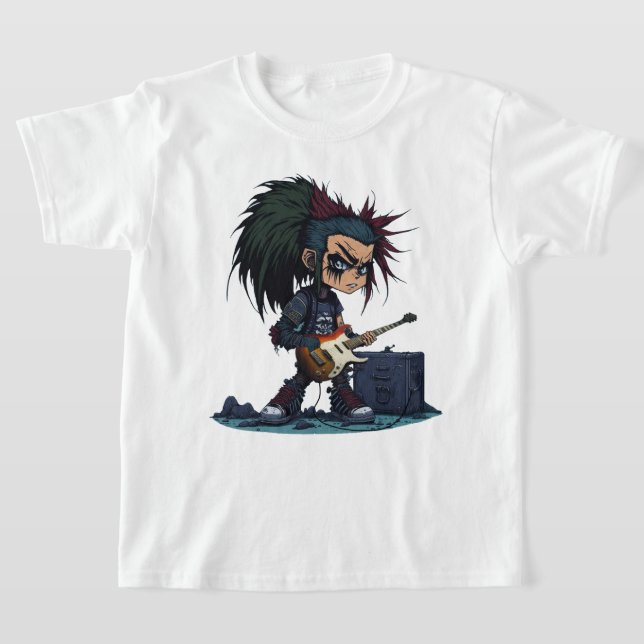 T-shirt Cartoon Grunge Punk Rock Et Roll Guitare Amp Cool (Poser)