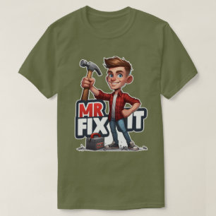 T-shirt Cartoon Handyman Caractère tenant marteau