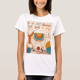 T-shirt Cartoon lama portant un foulard tricoté