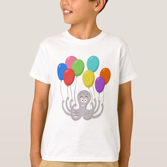 T-shirt Cartoon Octopus Ballons colorés Enfants (Devant)