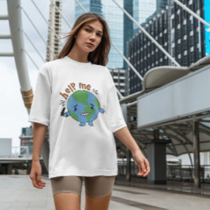 T-shirt Cartoon Planet Earth Aidez-moi à citer