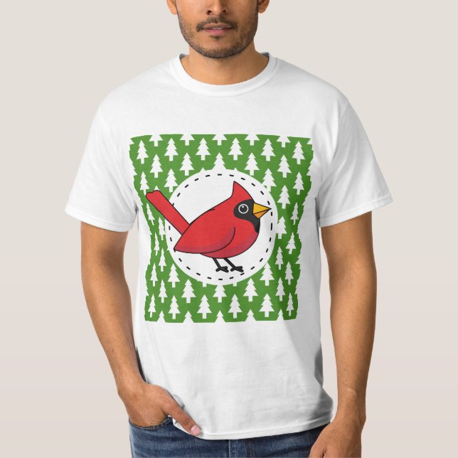 T-shirt Cartoon Red Cardinal (Devant)