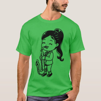 T-shirt Cartoon Saophone Girl funny
