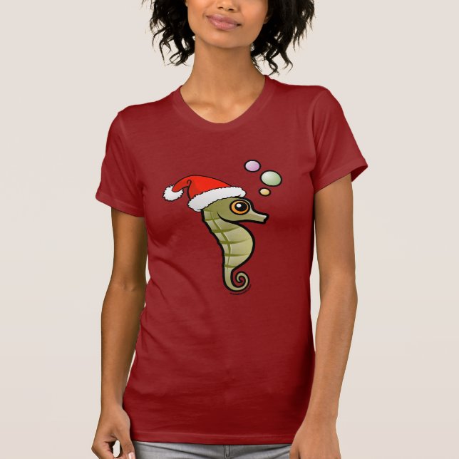 T-shirt Cartoon Seahorse Père Noël (Devant)