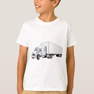 T-shirt Cartoon semi-camion blanc remorque