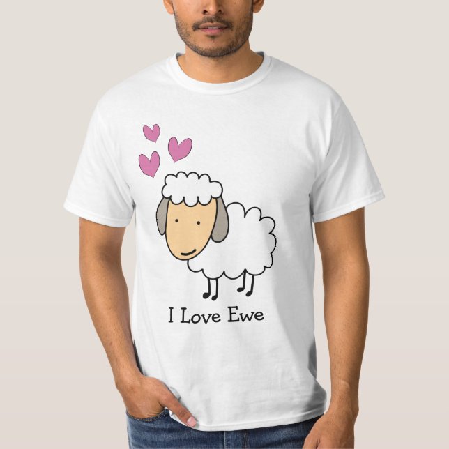 T-shirt Cartoon Sheep Pun I Love Ewe (Devant)