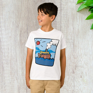 T-shirt Cartoon Steamship sur Ocean Waves Art nautique