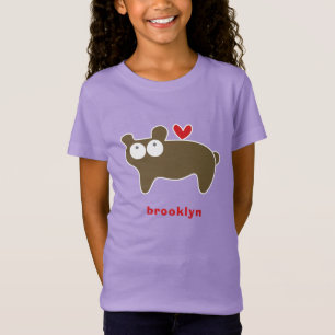 T-Shirt Cartoon Stylisé Cute Brown Ours Enfants Amusants