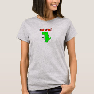 T-shirt Cartoon T-Rex Dinosaur Vert Mignonne Et En Colère