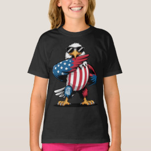 T-shirt Cartoon USA Bald Eagle Né pour voler Free 4 Juille