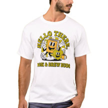 T-Shirt Cartoon Vintage "Retro Book & Brew Buds"