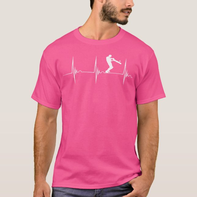 T-shirt Cartouche Ekg Pulse Batsman Cricket Sport Crickete (Devant)