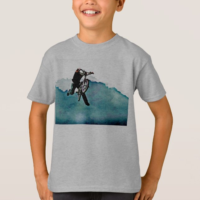 T-shirt Cascade de bicyclette du style libre BMX (Devant)