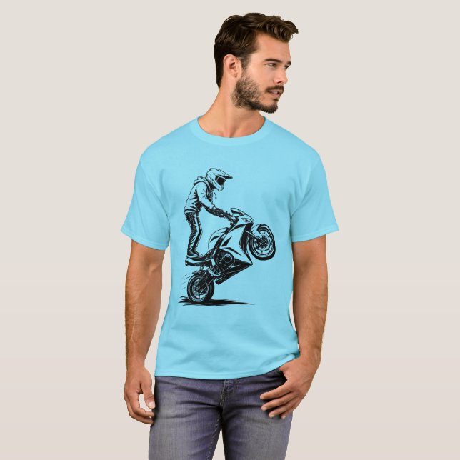 T-shirt Cascade de moto de sport (Devant entier)