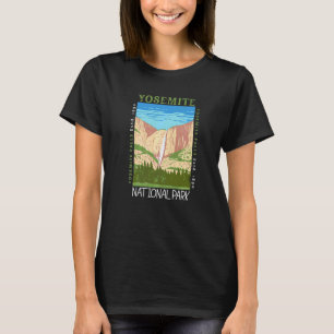 T-shirt Cascade du parc national du Yosemite Vintag désorg