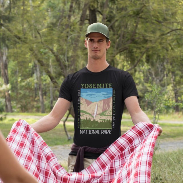 T-shirt Cascade du parc national Yosemite Retro perturbé (Créateur téléchargé)