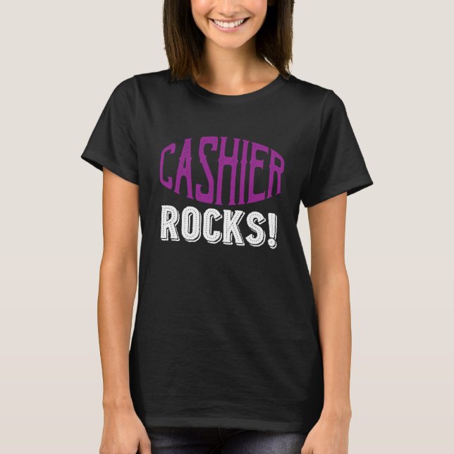 T-shirt Cashier rocks Profession career worker working quo (Devant)