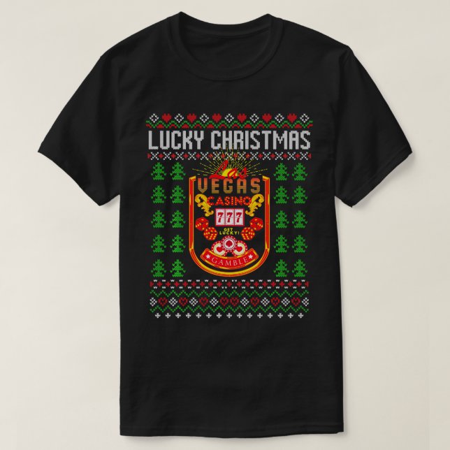 T-shirt Casino de Noël Poker Jeux Las Vegas Ugly Xma (Design devant)
