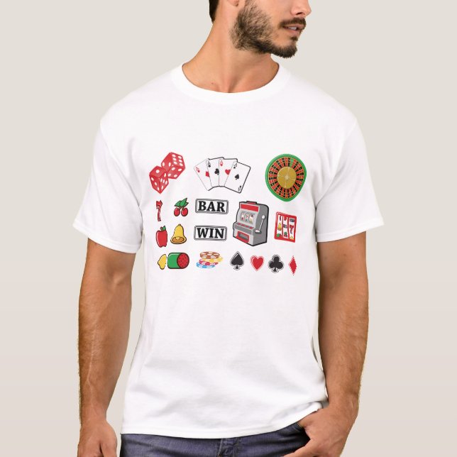 T-shirt Casino Night Slot Machine Poker Lucky 7s (Devant)