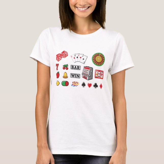 T-shirt Casino Night Slot Machine Poker Lucky 7s (Devant)